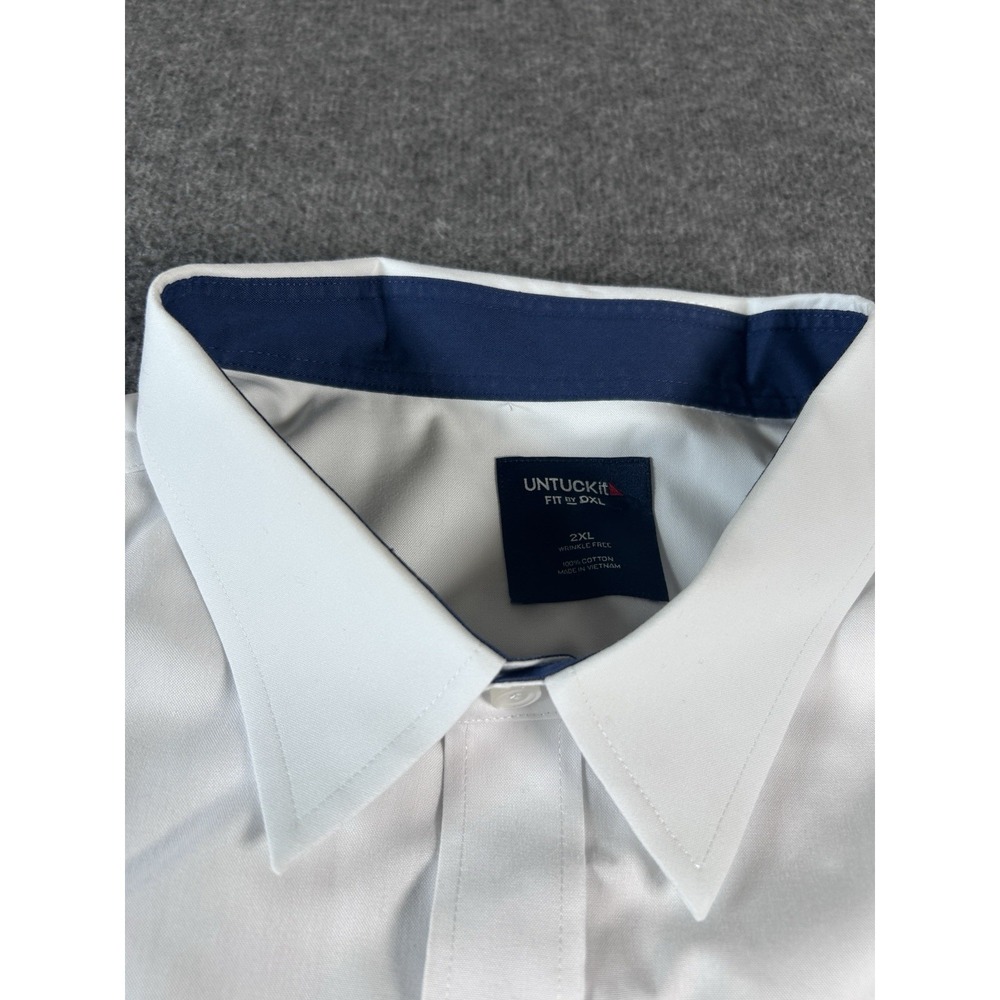 UNTUCKit Fit By DXL Wrinkle Free Shirt Men's 2XL Long Sleeve Button Up White - Picture 2 of 8